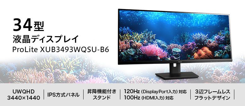 34型 IPS方式パネル液晶ディスプレイ ProLite XUB3493WQSU-B6