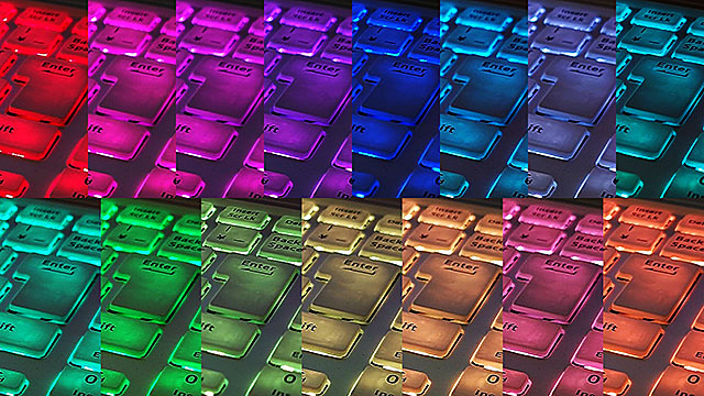 15色から選択可能なキーボードのバックライト
