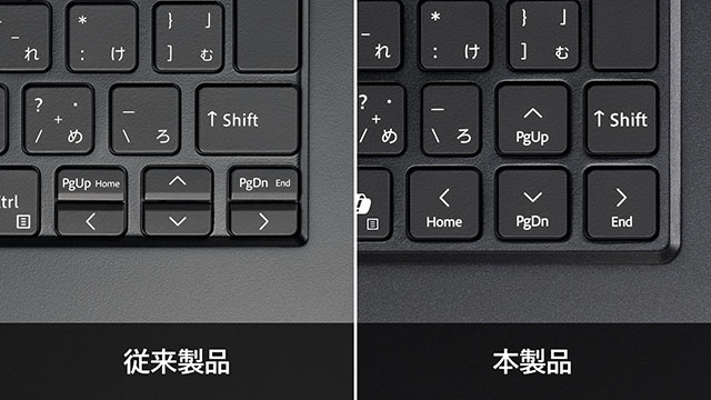 ゆったりとしたキーボードと、自由度が高い180°の液晶開閉角